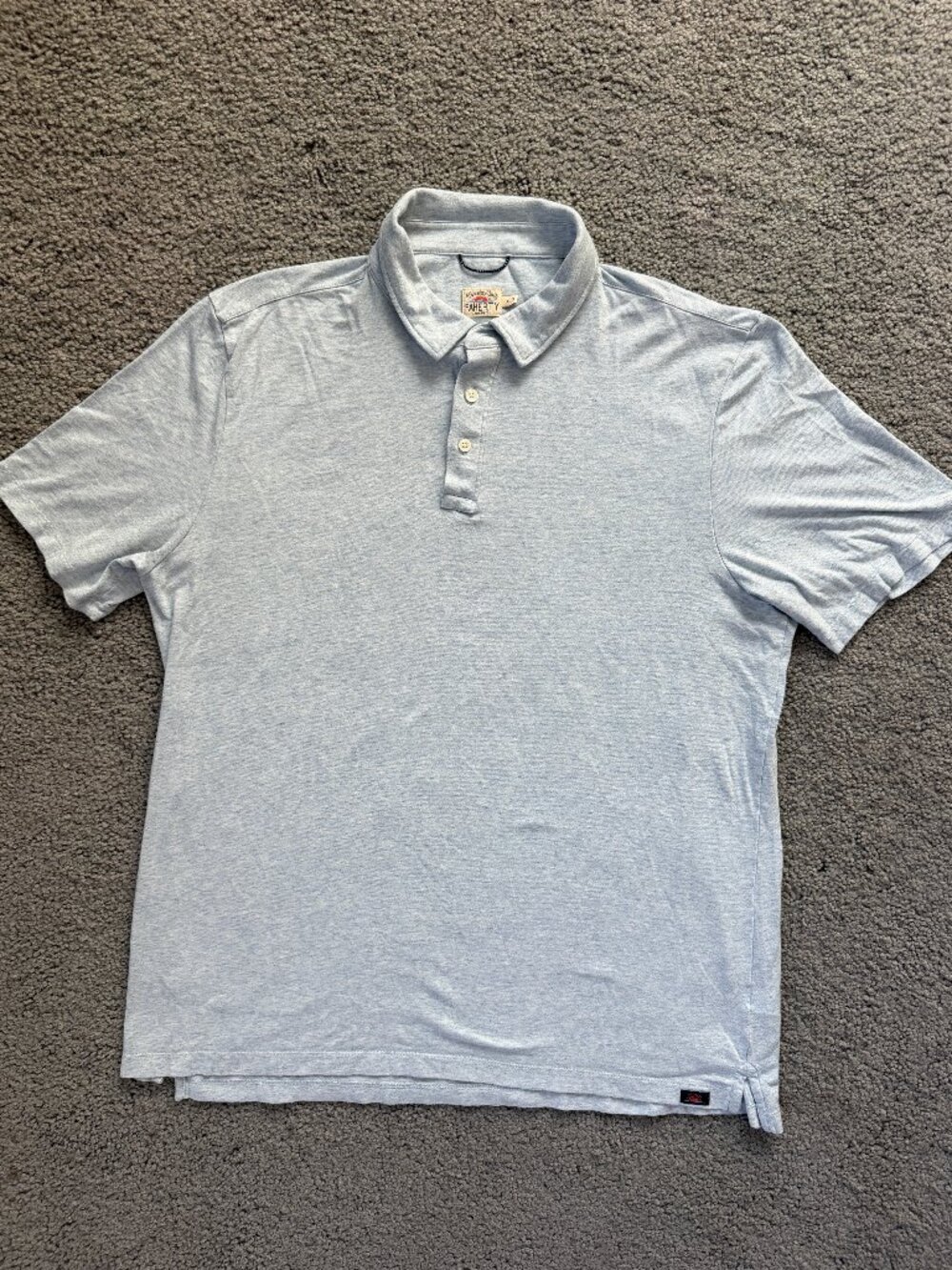 Faherty Movement Polo Shirt XL Cardiff Blue Heather Striped Pima Cotton Blend